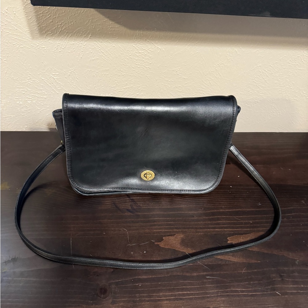 Vintage Black Coach Crossbody Convertible Clutch Bag